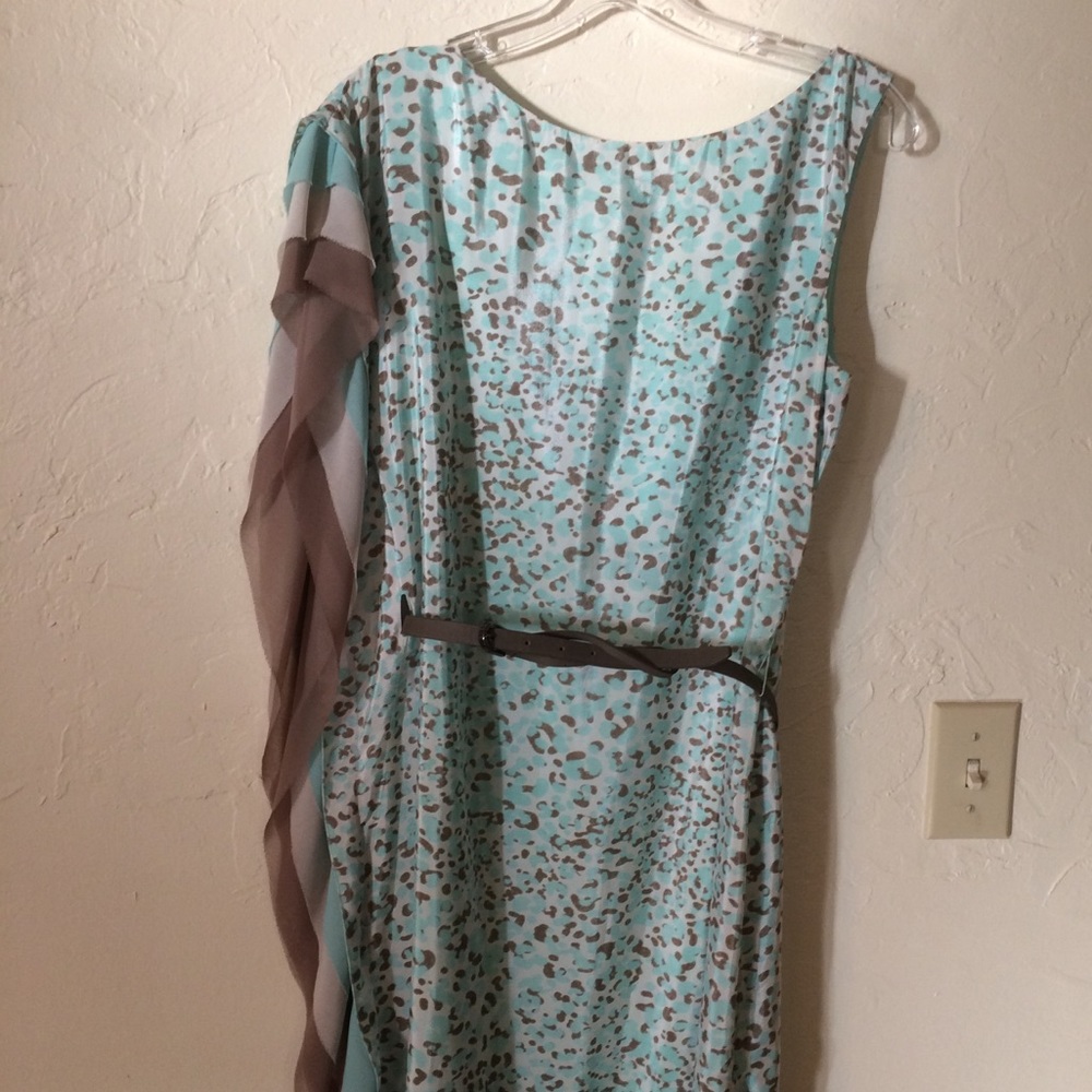 Vince Camuto One Sleeve Tiered Belted Dress